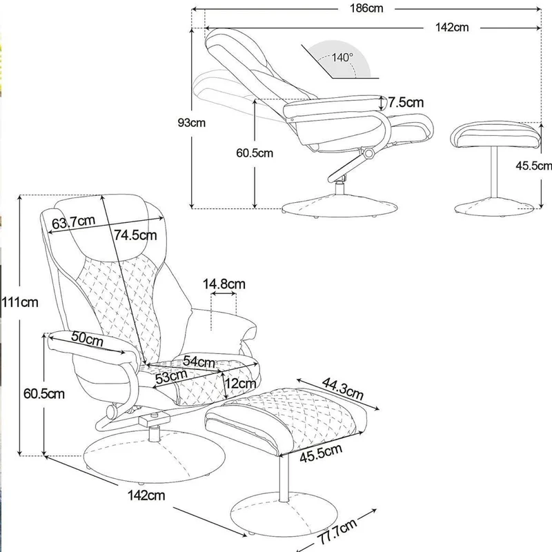 Moderner Relaxsessel mit Hocker drehbar & verstellbar
