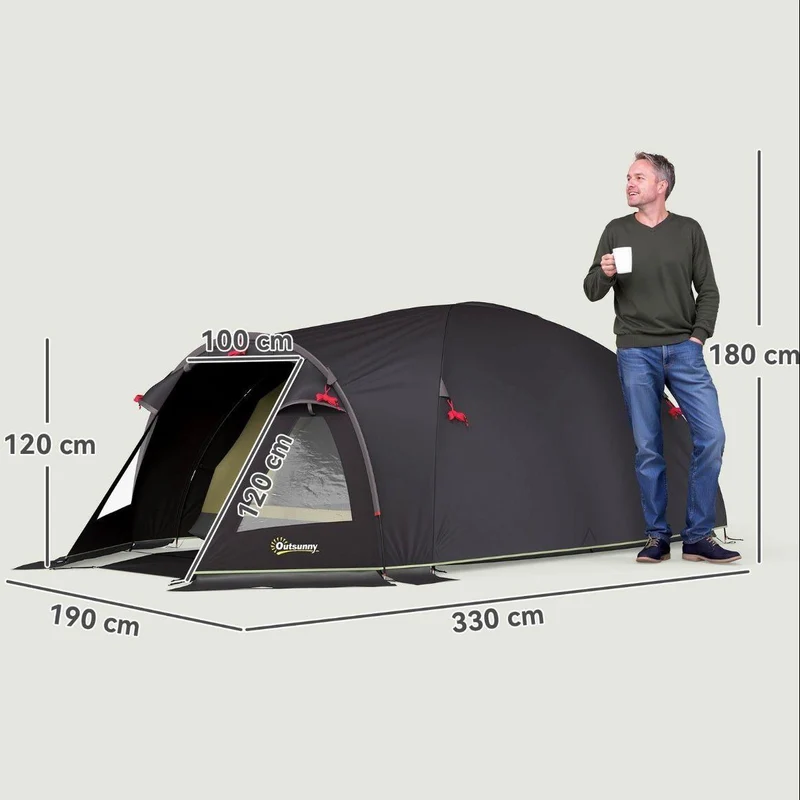 Camping Tunnelzelt für 2–4 Personen mit Wohnbereich
