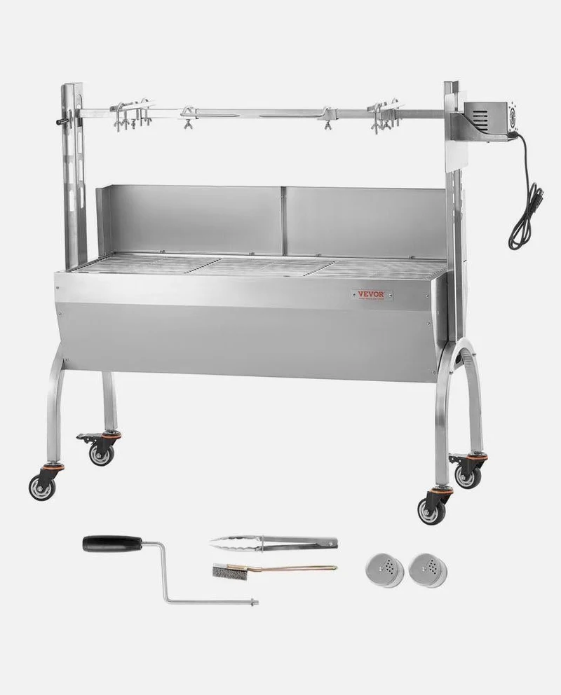 Spießbratengrill Edelstahl mit Motor bis 90kg Tragkraft