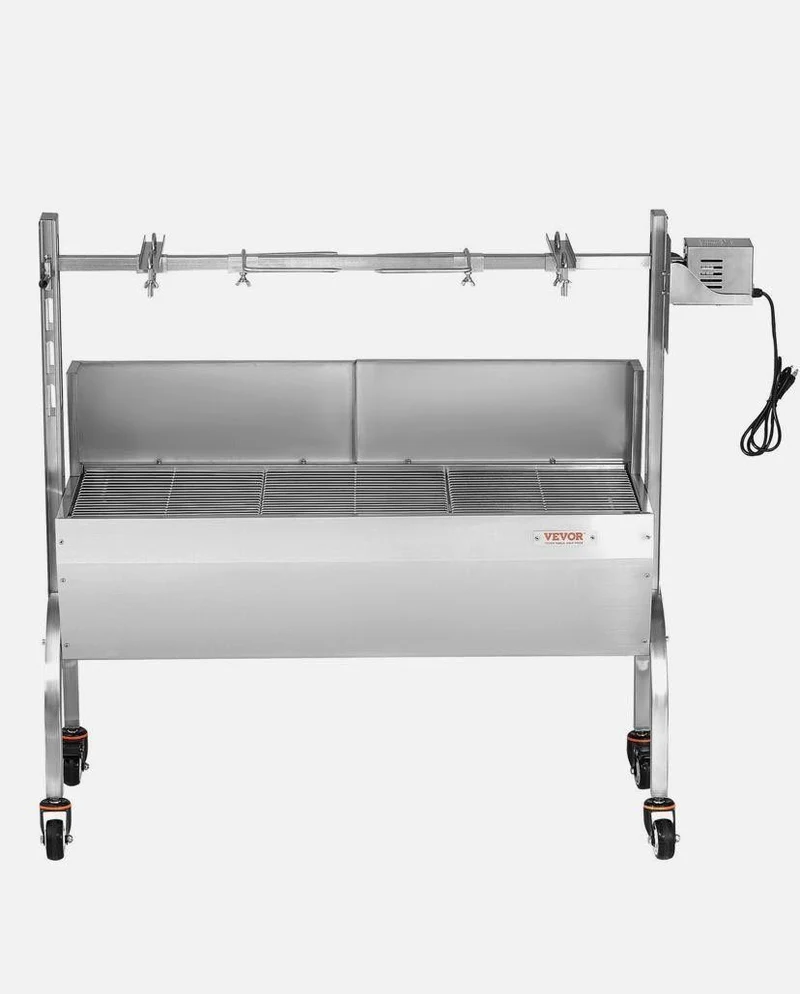 Spießbratengrill Edelstahl mit Motor bis 90kg Tragkraft