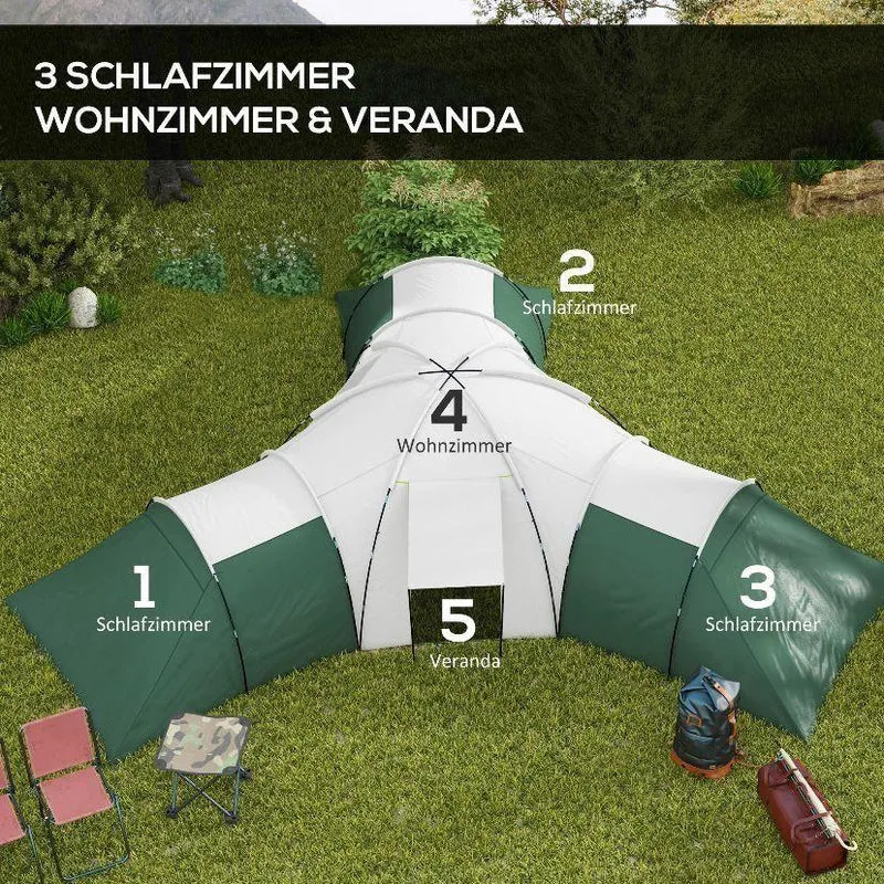 Tunnelzelt für 6–9 Personen 3 Schlafkabinen & Veranda