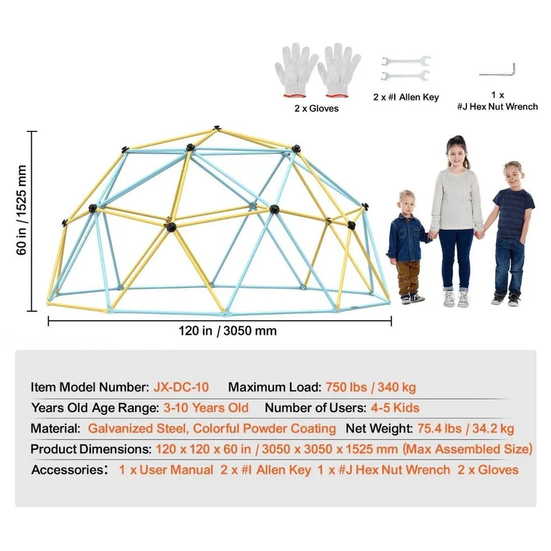 Geometrische Kletterkuppel Ø3m Klettergerüst für Kinder