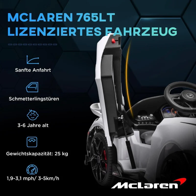 McLaren 765LT Kinder Elektroauto 12V mit Fernbedienung