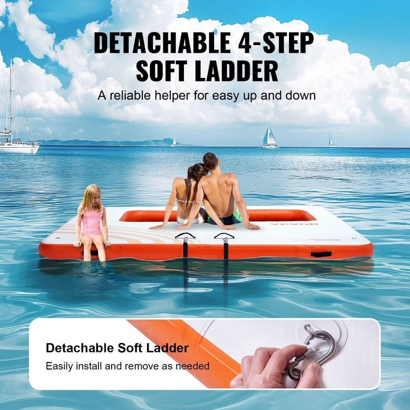 Aufblasbares Schwimmdock mit Trampolin-Netzpool 3,04×3,04m