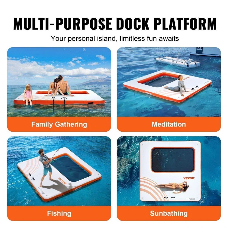 Aufblasbares Schwimmdock mit Trampolin-Netzpool 3,04×3,04m