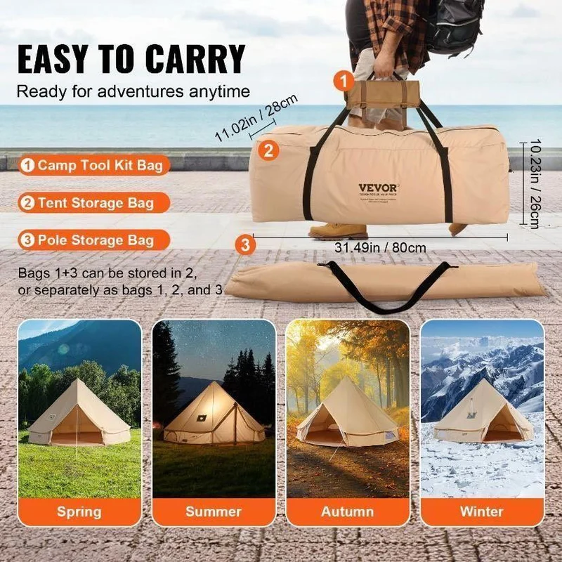 Glockenzelt im Jurten-Stil 3×2m Camping und Outdoor