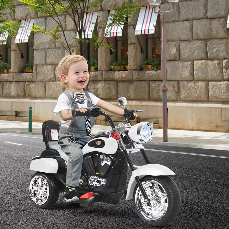 Elektrisches Kinder-Motorrad Dreirad Weiß