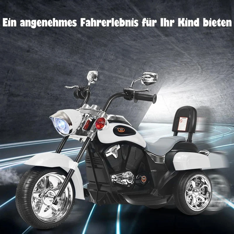 Elektrisches Kinder-Motorrad Dreirad Weiß