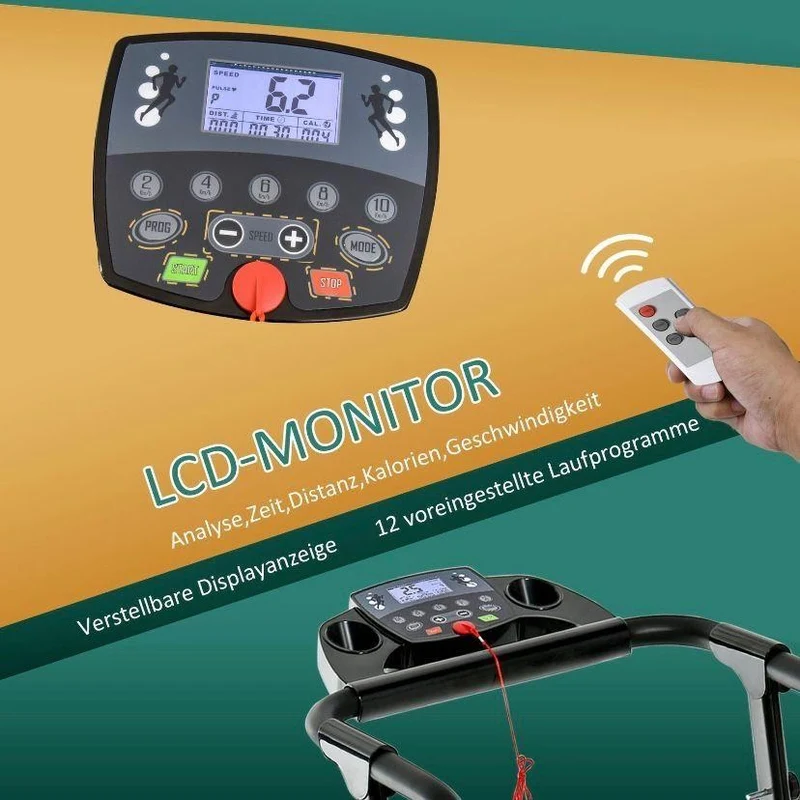 Elektrisches Laufband klappbar mit LCD & 12 Programmen