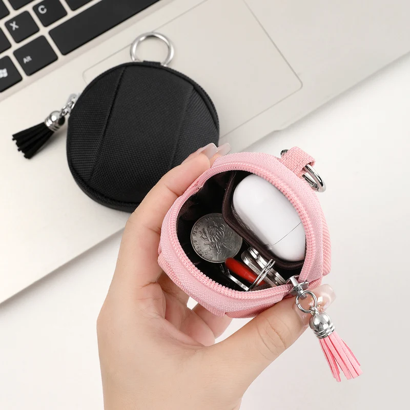 Kompakte runde Reißverschluss-Münztasche
