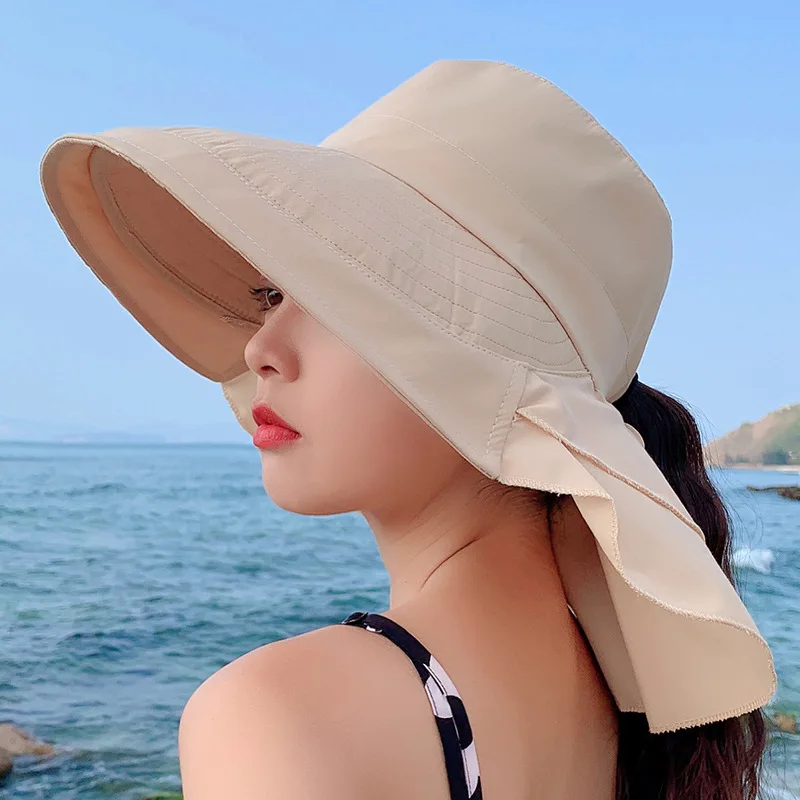 Skanto | SUNNY | Damen Sonnenhut für die Sonne | Breite Krempe UV-Nackenschutz | Sonnenstrandhut Frau