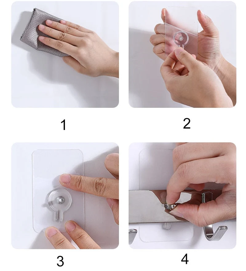 Skanto | 10 Stk. Hochleistungs-Stanzfreie transparente Klebehaken