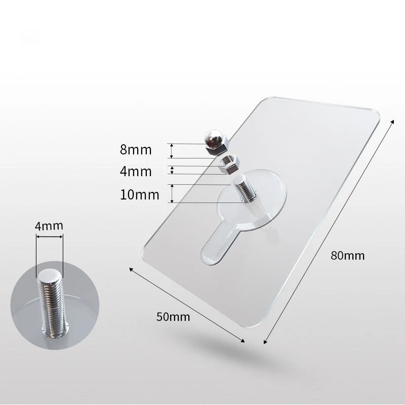 Skanto | 10 Stk. Hochleistungs-Stanzfreie transparente Klebehaken