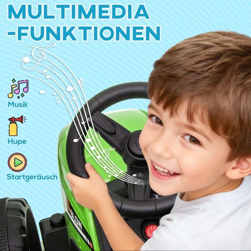 Elektrischer Kindertraktor mit Anhänger 12V mit Fernbedienung