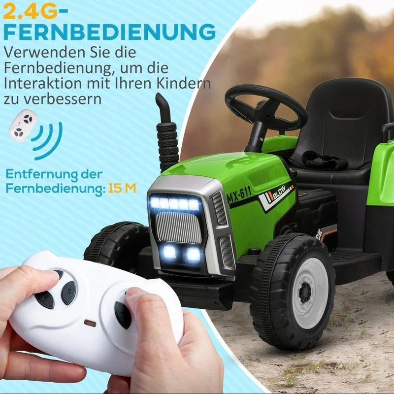 Elektrischer Kindertraktor mit Anhänger 12V mit Fernbedienung