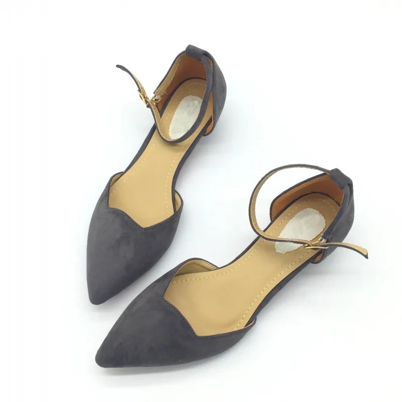 Skanto | Damen Pumps mit Schnallenriemen und niedrigem Absatz, spitzer Zehenbereich, Flock D'Orsay Heels Schuhe, Einzelne Schuhe Blau
