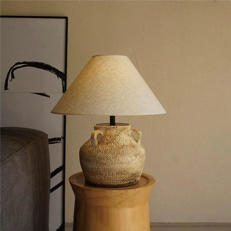 Rustikale Keramik Tischlampe