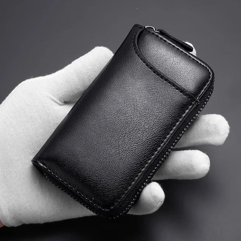 RFID-blockierende Leder Reißverschluss-Geldbörse