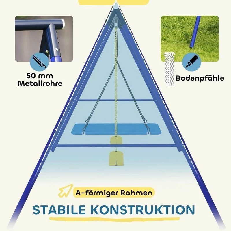 Schaukelgestell mit 3 Schaukeln Gürtelschaukeln & Plattformschaukel