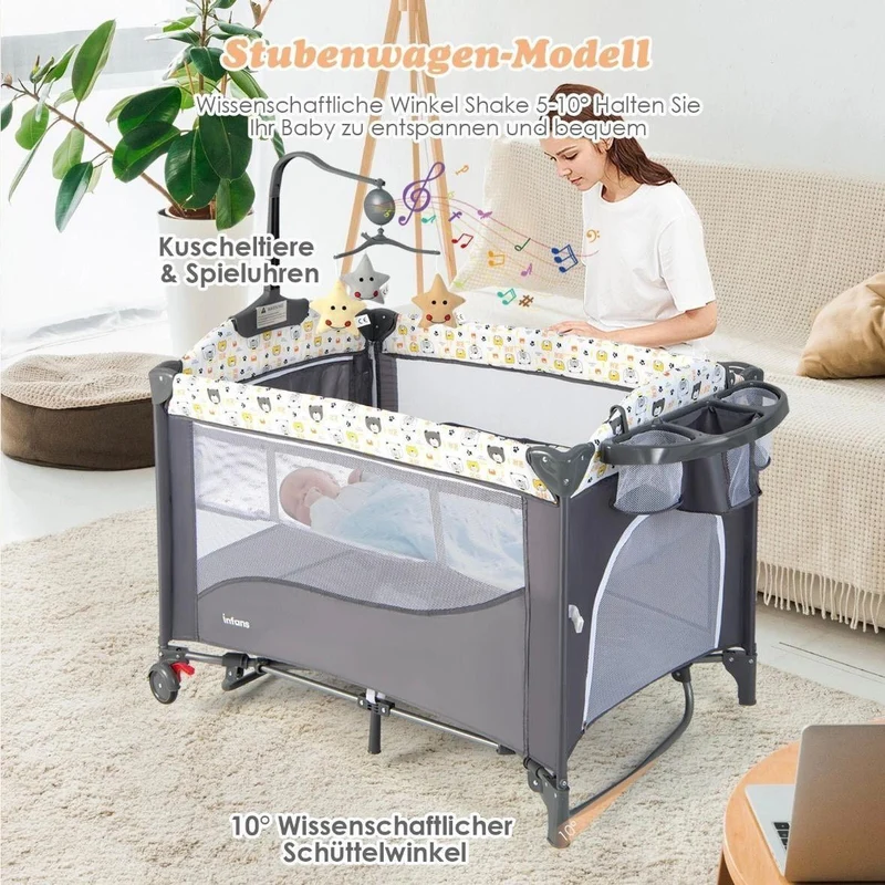 5in1 Babybett mit Wickeltisch & Beistellfunktion