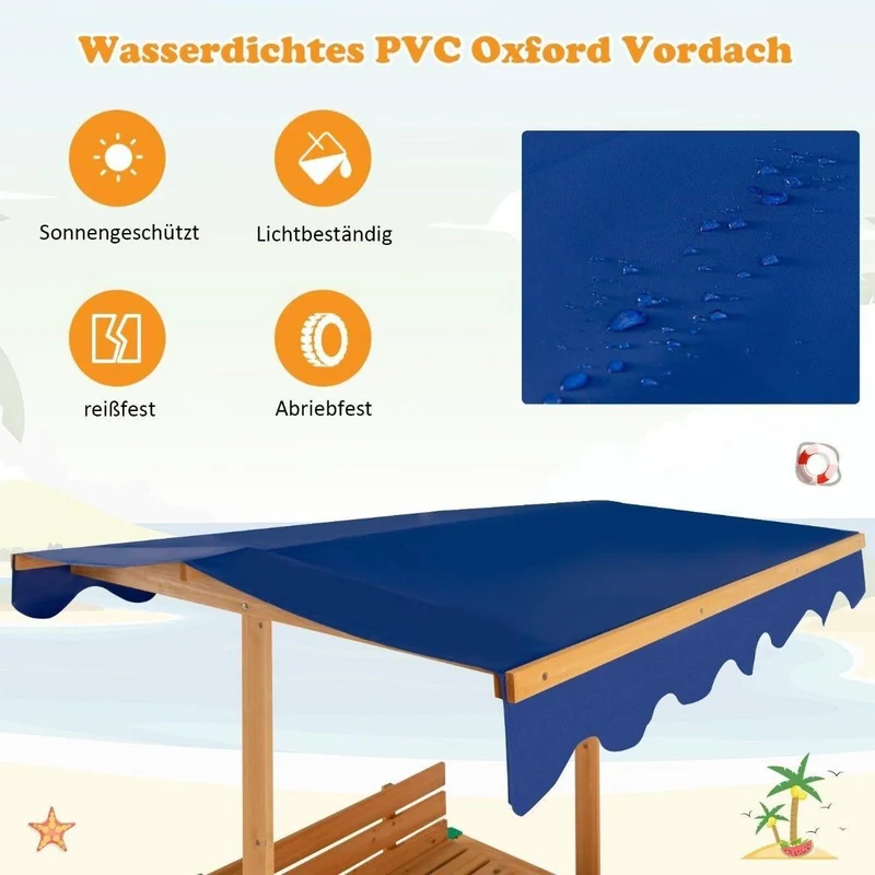 Sandkasten aus Zedernholz mit Dach & Sitzbänken