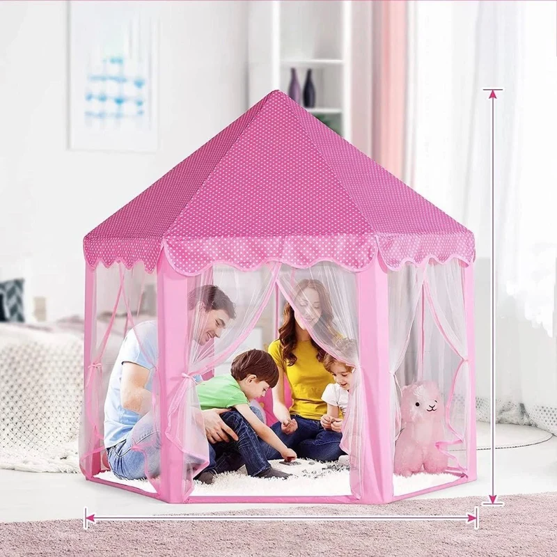 Prinzessinnen-Spielzelt Rosa Kinderzelt mit LED-Beleuchtung