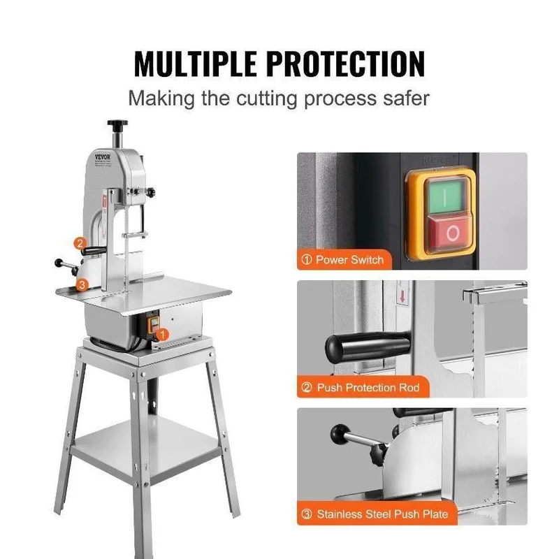 Fleischbandsäge 850W Edelstahl Knochen- & Fleischsäge