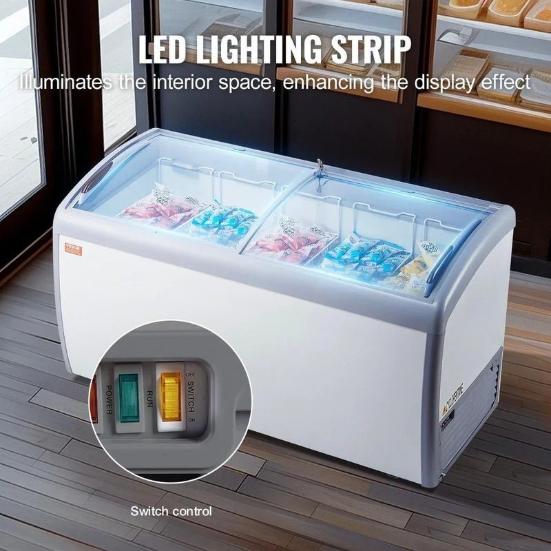 Eisvitrine 362L Tiefkühltruhe mit LED & Glasschiebetüren