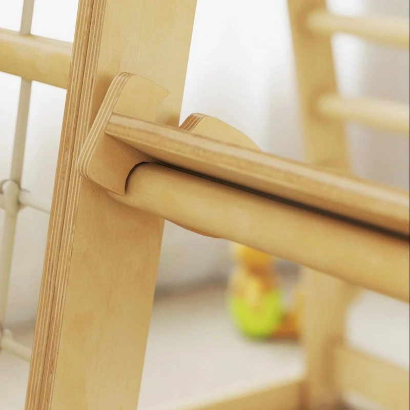 6in1 Montessori Klettergerüst Kinder Indoor mit Rutsche & Kletternetz Holz Spielgerät