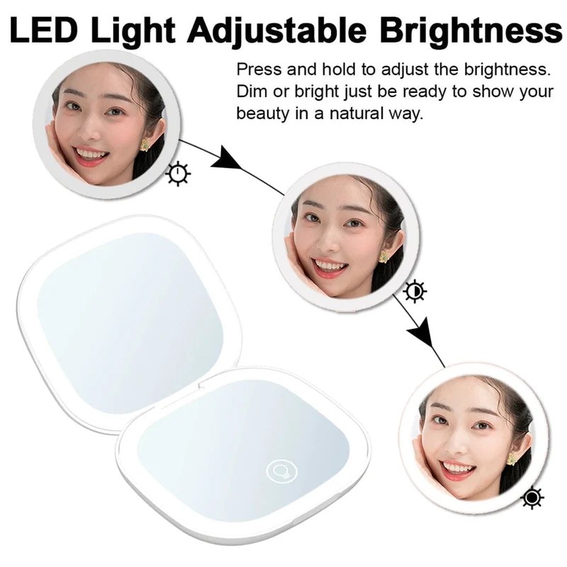 Skanto Skanto | Mini LED Kosmetikspiegel mit 10-facher Vergrößerung, einstellbaren Lichteinstellungen, USB wiederaufladbar
