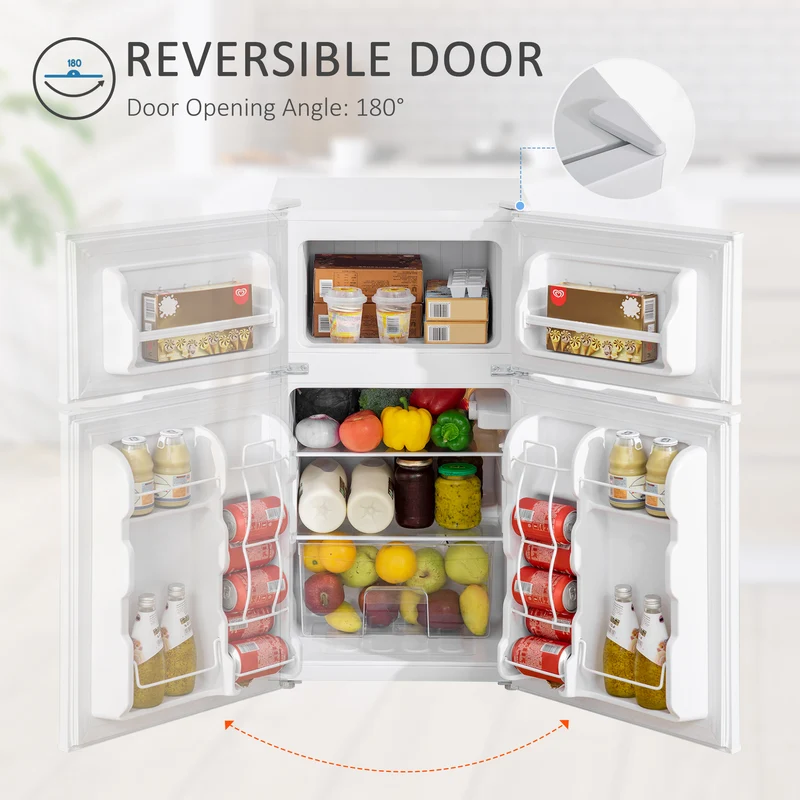 3.2 Cu. Ft. Compact Refrigerator w/ Adjustable Shelves & Reversible Double Doors, White