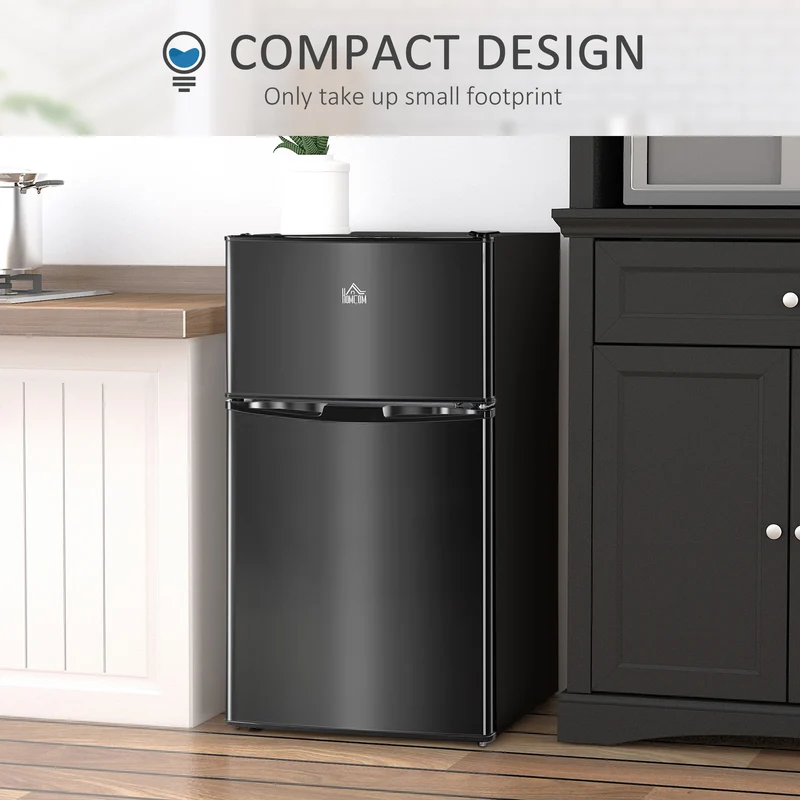 3.2 Cu. Ft. Compact Refrigerator w/ Adjustable Shelves & Reversible Double Doors, Black