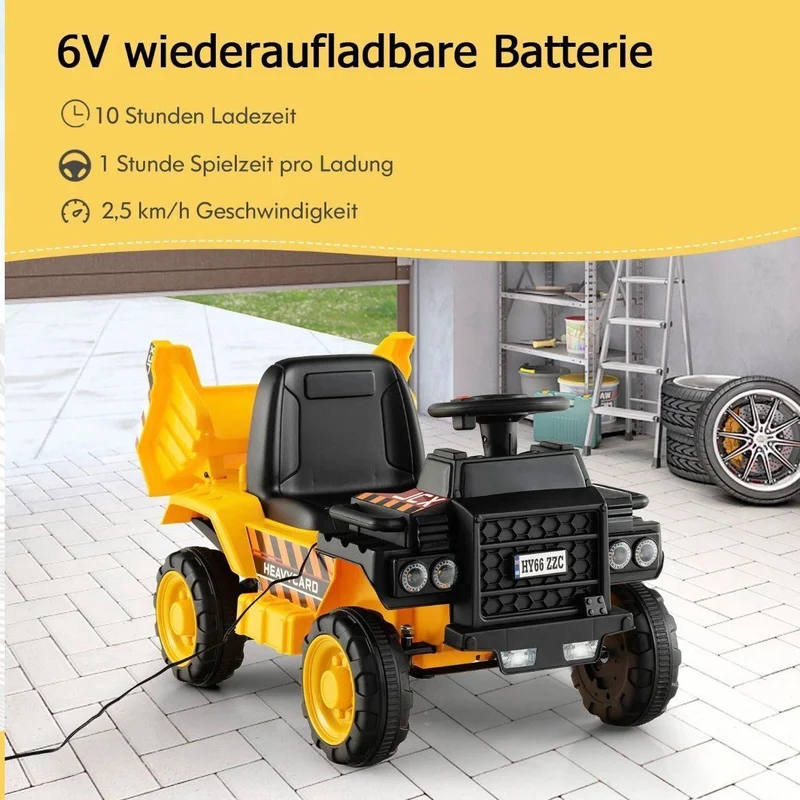 Kinder Elektro-Muldenkipper 6V Kippmulde & Helm