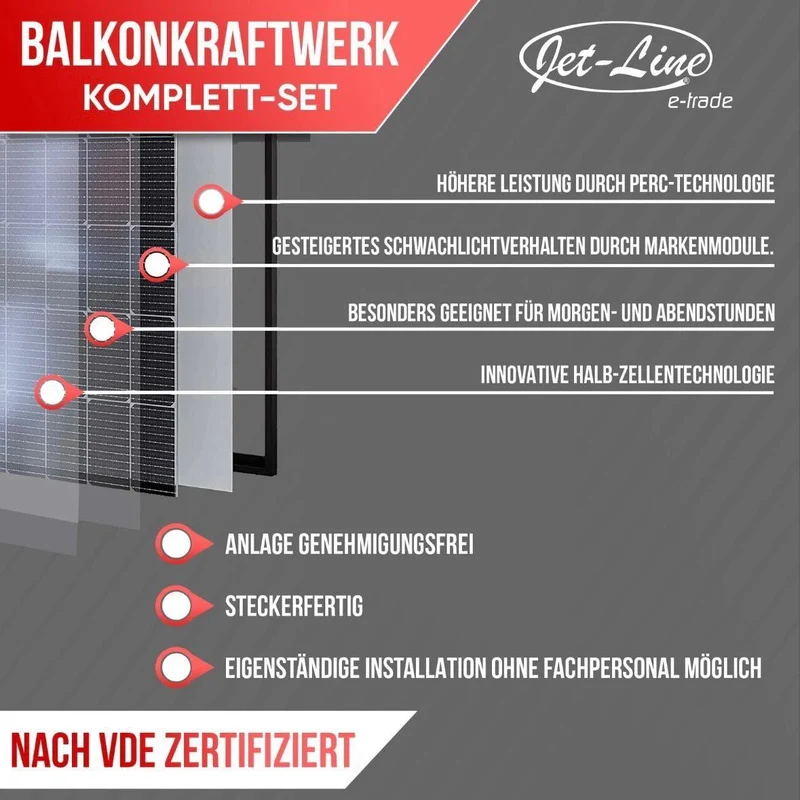 1100W Balkon Solaranlage mit 800W Wechselrichter WLAN