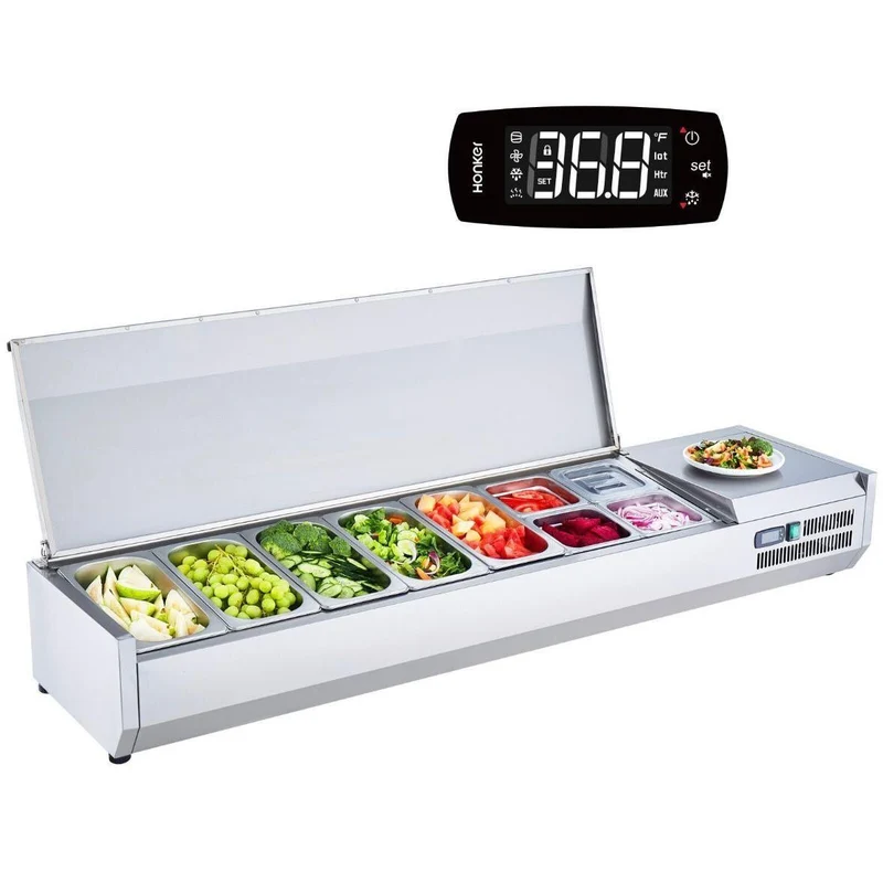 Kühlvitrine Gastronomie 165W Edelstahl Saladette 2–8°C