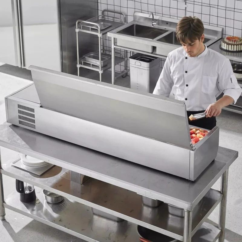 Kühlvitrine Gastronomie 165W Edelstahl Saladette 2–8°C