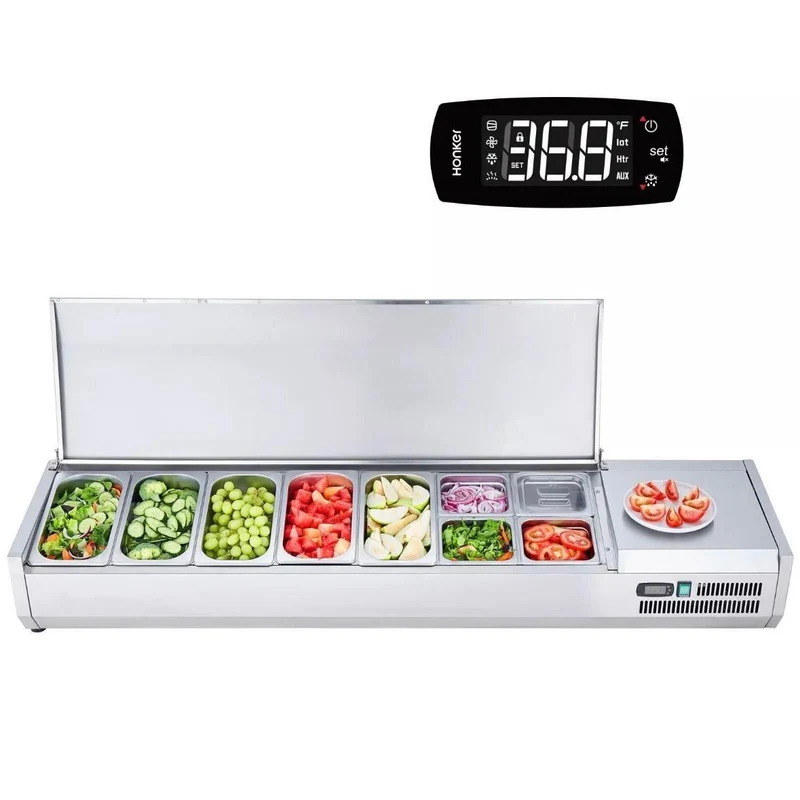 Kühlvitrine Gastronomie 165W Edelstahl Saladette 2–8°C