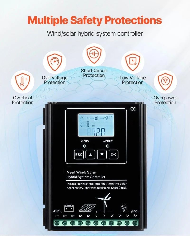 Solar Windkraft Set 12V 400W Windturbine