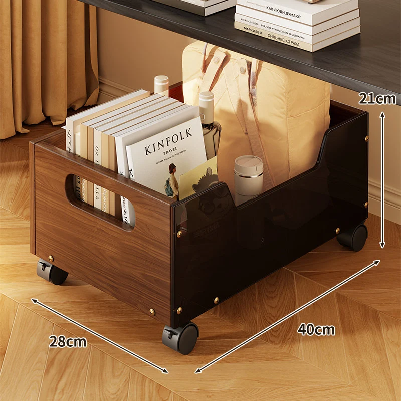 Unter-Tisch Rolllager Schublade mit Holzfront und Metallgitterseiten