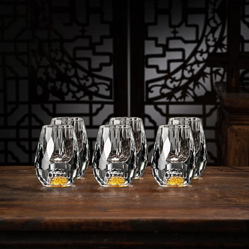 Luxus Kristallgläser mit Goldflocken – Handgefertigt – Set aus 2 – Für Whisky & Premiumgetränke