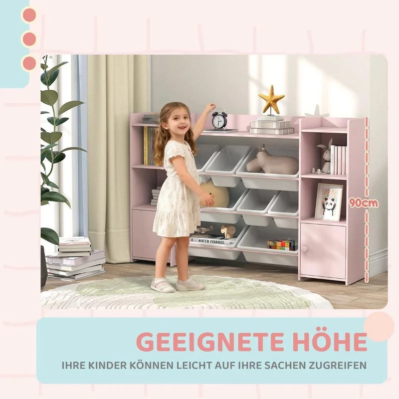 Kinderregal mit Boxen Rosa Spielzeugregal