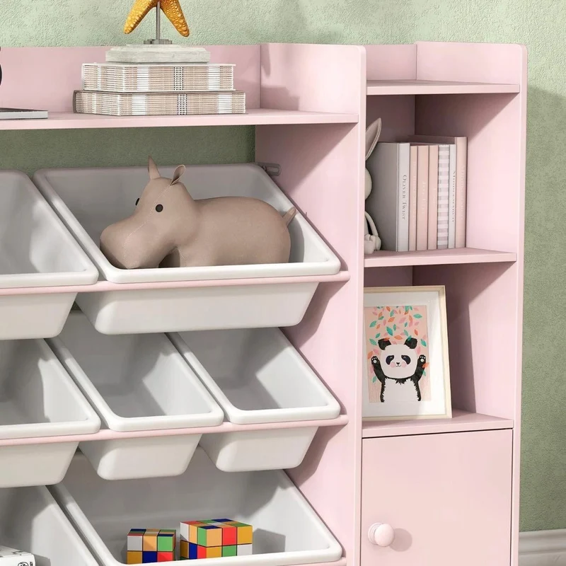 Kinderregal mit Boxen Rosa Spielzeugregal