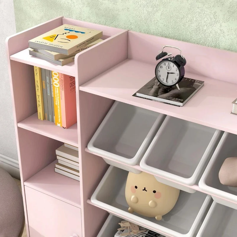 Kinderregal mit Boxen Rosa Spielzeugregal