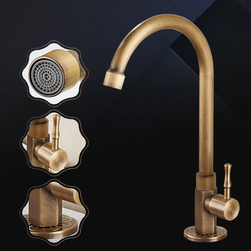 Skanto | Elegante Schwanenhals-Küchenarmaturen aus antikem Messing