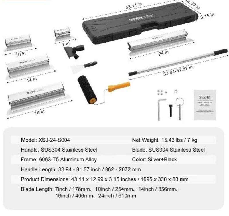 5tlg Set Trockenbau Spachtelmesser mit Teleskopgriff