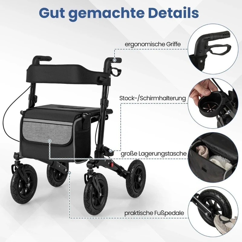 Faltbarer Rollator höhenverstellbar bis 140kg