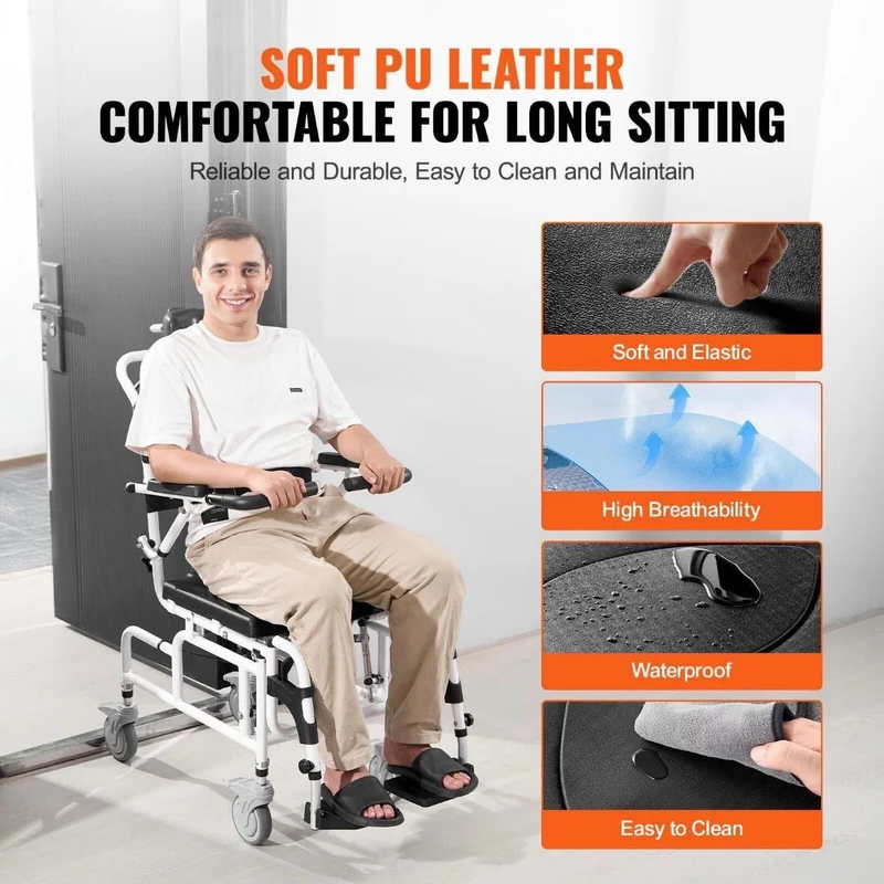 Toiletten- & Duschrollstuhl klappbar bis 136kg