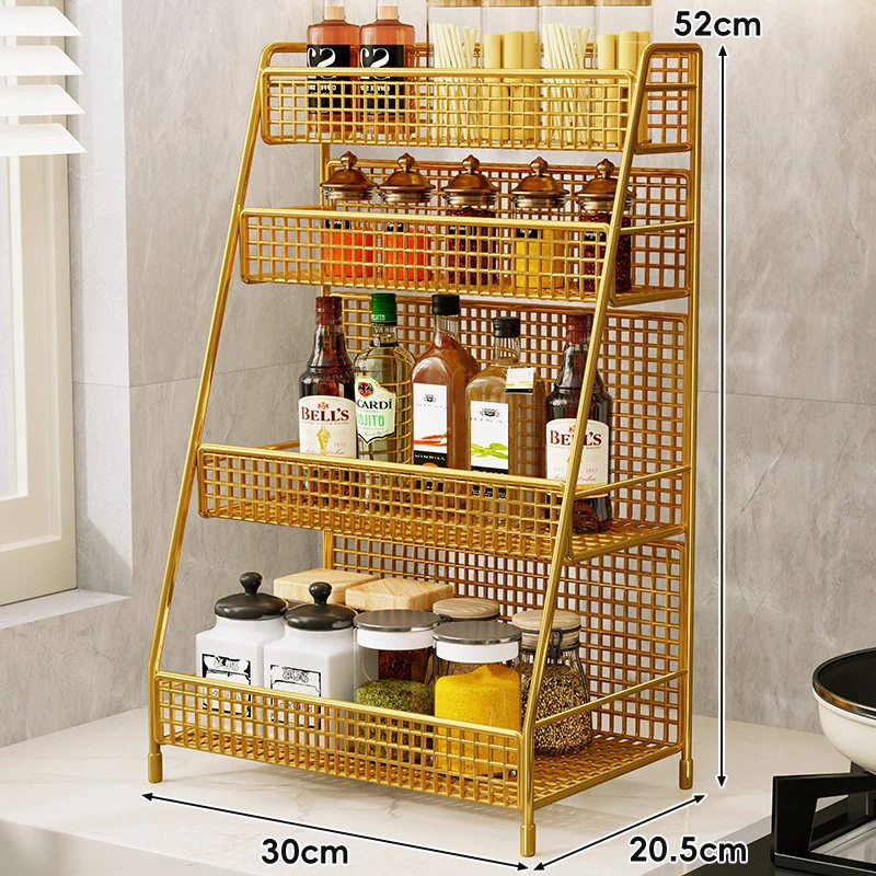 Drei-Tier-Mesh-Arbeitsplatten-Küchenorganisator-Regal für Flaschen und Gewürze