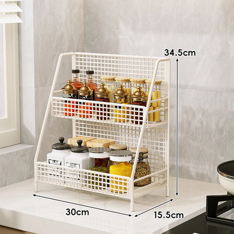 Drei-Tier-Mesh-Arbeitsplatten-Küchenorganisator-Regal für Flaschen und Gewürze