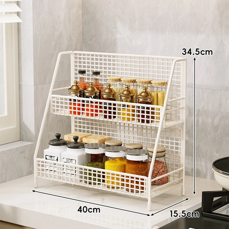 Drei-Tier-Mesh-Arbeitsplatten-Küchenorganisator-Regal für Flaschen und Gewürze
